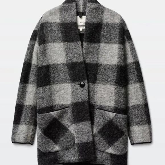 Aritzia Wilfred Free Off Duty Wool Neelam Grey Plaid Coat Jacket  Size Small - Picture 12 of 12